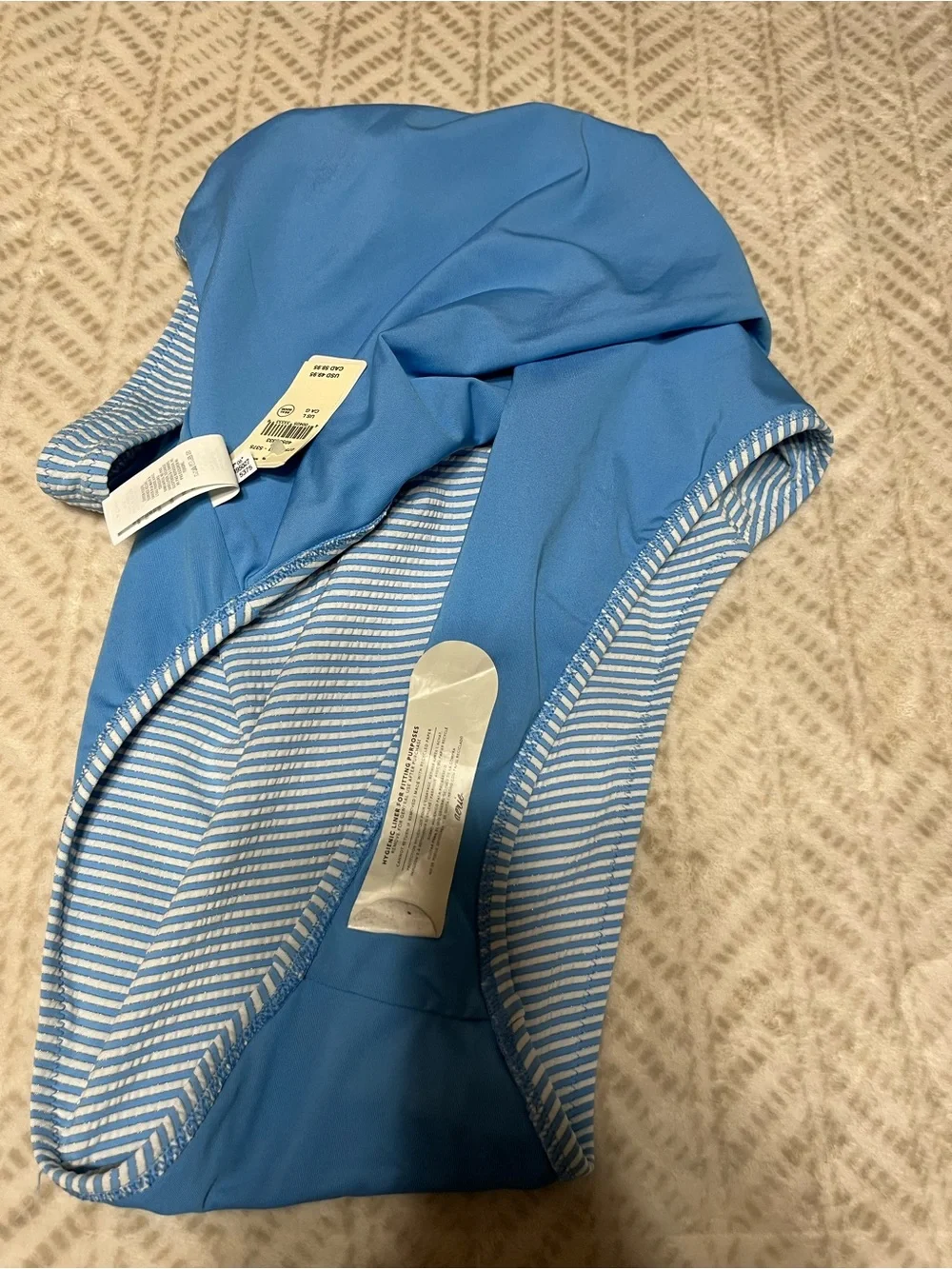Aerie Large Blue and White Striped One-Piece Swimsuit